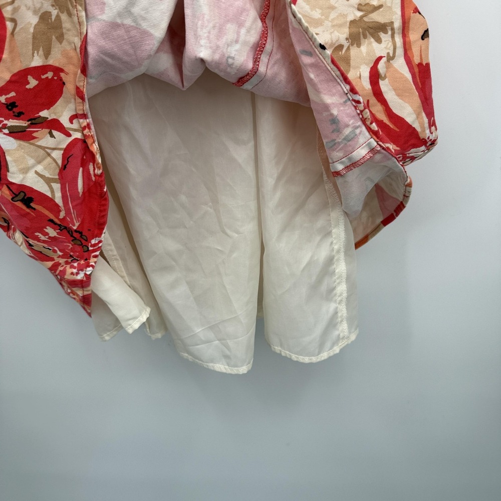 Coldwater Creek Dress Womens W18 Red Beige Floral Sleeveless Lined Cotton Blend - Picture 5 of 10